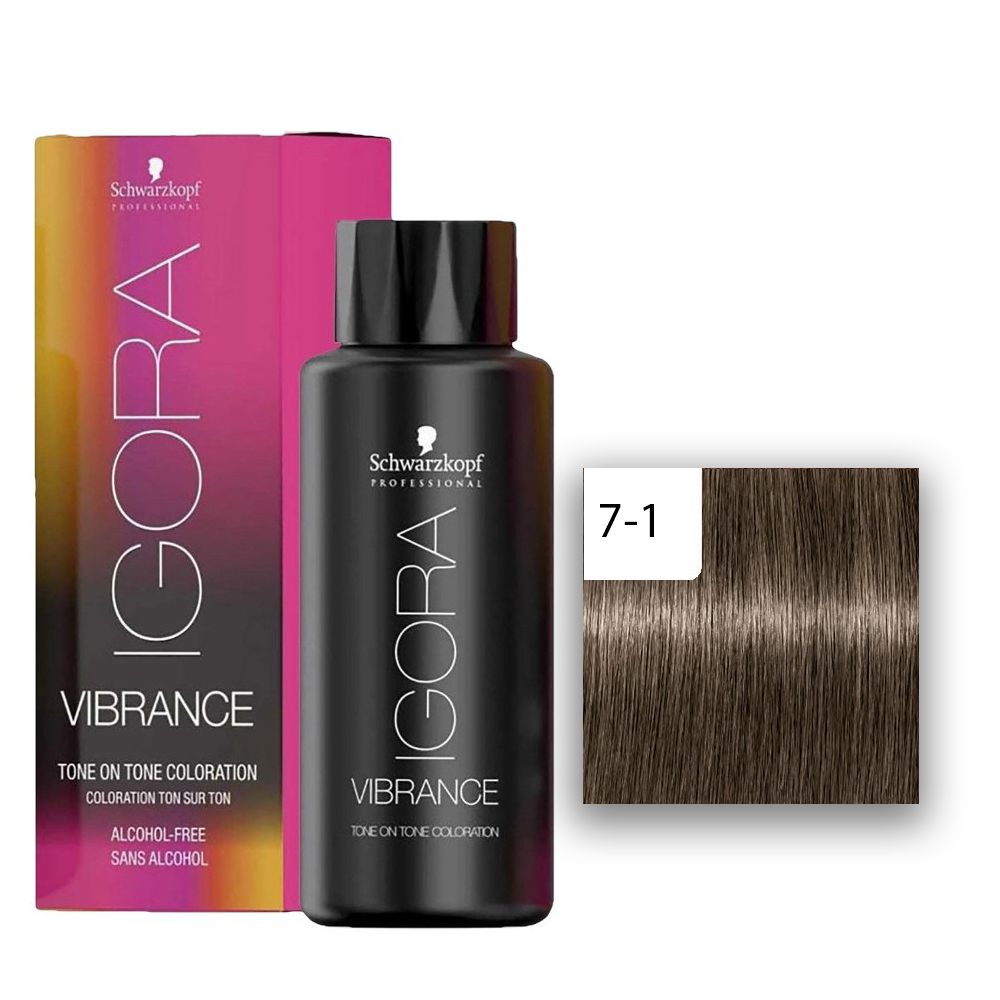 Schwarzkopf Professional IGORA Vibrance Haartönung 7-1 Mittelblond Cendré  60ml