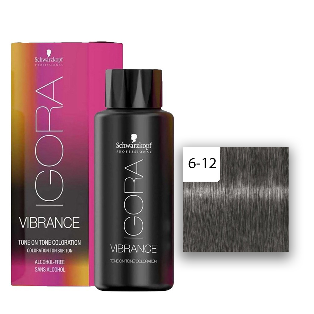 Schwarzkopf Professional IGORA Vibrance Haartönung 6-12 Dunkelblond Cendré Asch  60ml